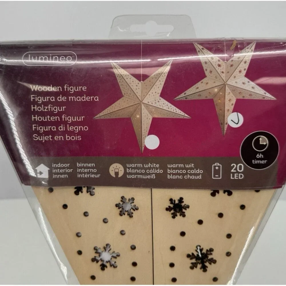 Wind & Weather Snowflake LED Wooden Star Hanging Light Decor Lumineo Lights